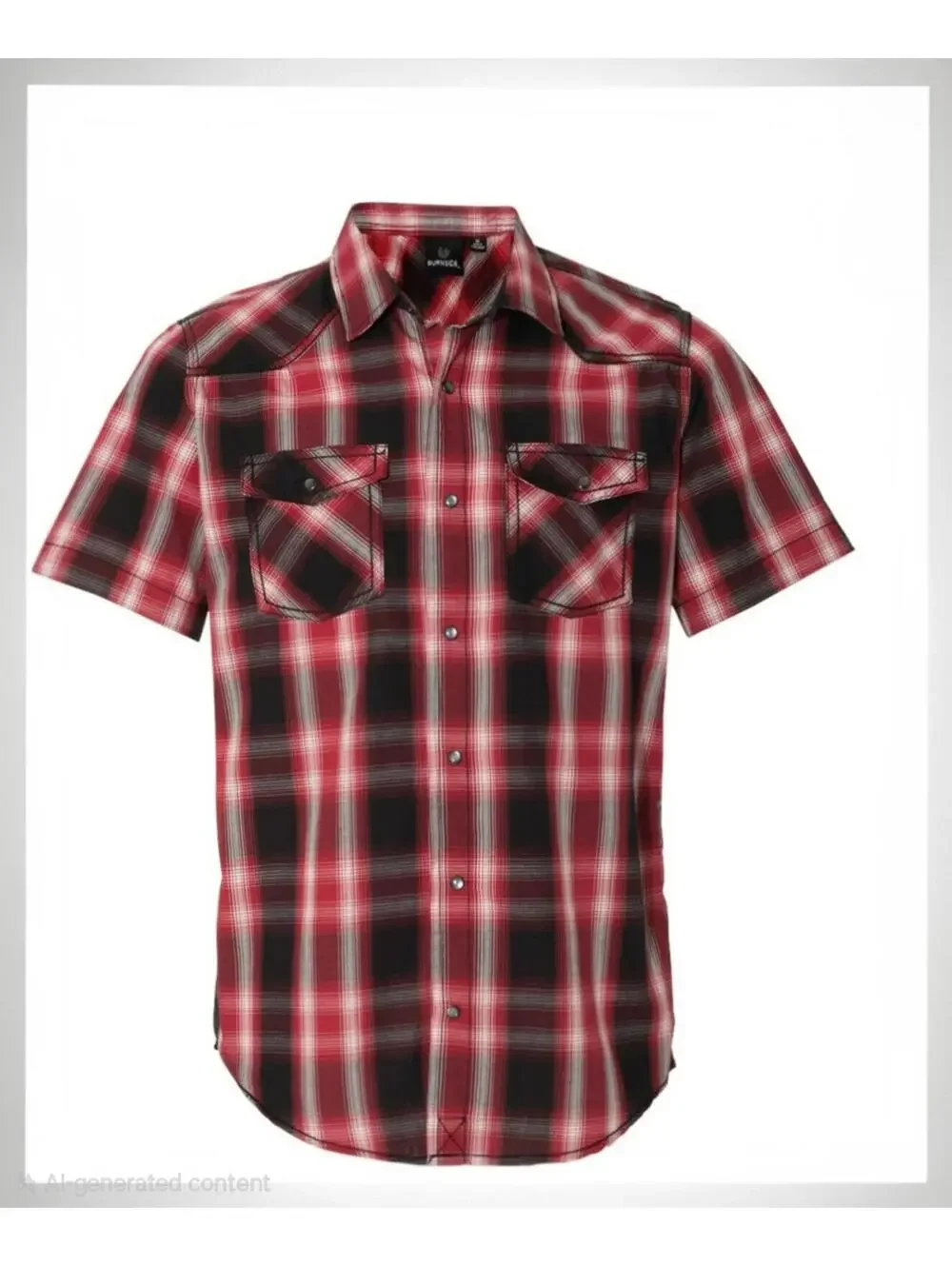 Burnside Red Black Plaid Short Sleeve Button Up Shirt Men’s Large